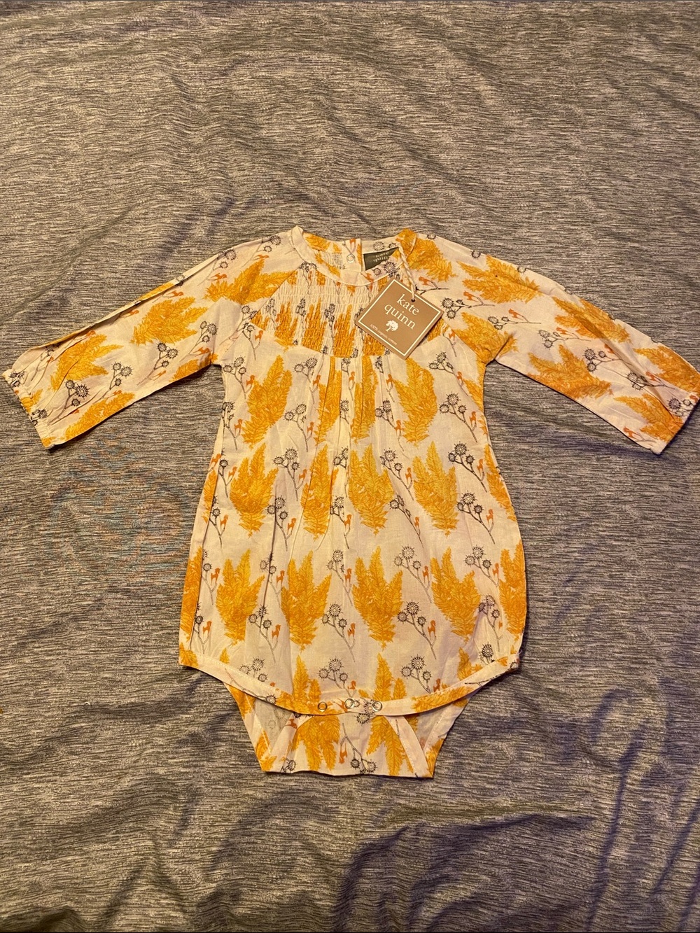Kate Quinn Organics Kimono Onesie Sz 18-24 Months Floral NWT